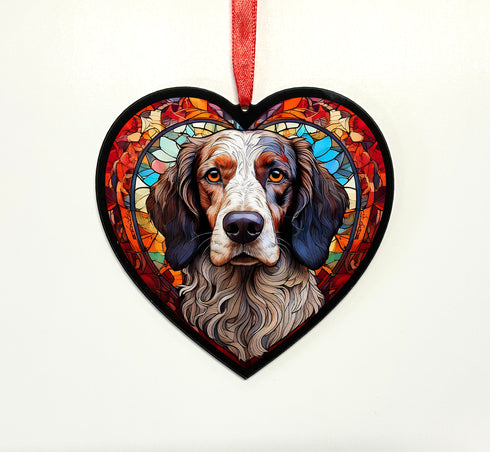 English Setter Stained Glass Effect Heart Suncatcher